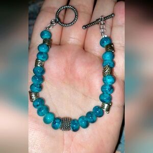 Turquoise And Silver Beaded Bracelet